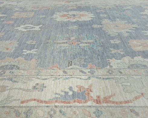 10x14 Gray Oushak Turkish Hand Knotted Soft Wool Area Rug